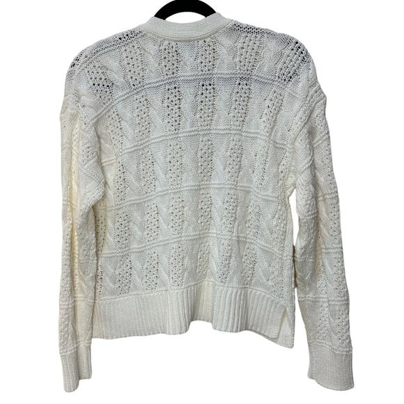 Madewell Open Cable-Stitch Cardigan Sweater - Bright Ivory Size M - Picture 9 of 9